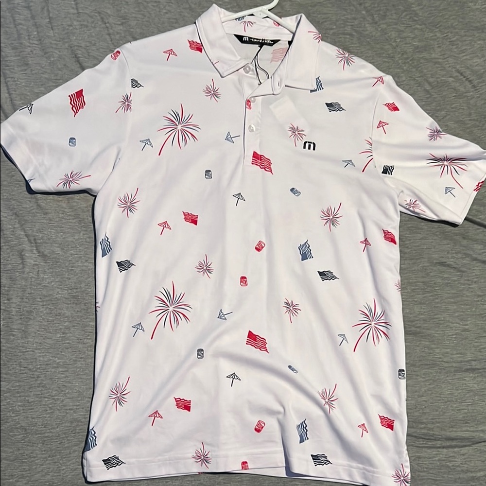 Men's White Patterned Polo Shirt